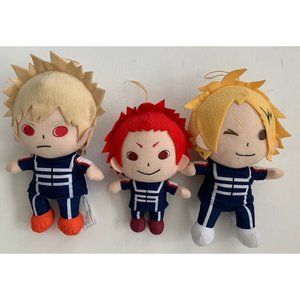 Lot of 3 My Hero Academia Plush- Kaminari, Kirishima And Bakugou EUC